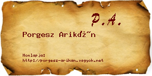Porgesz Arikán névjegykártya